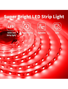 Tira LED 12V Roja SMD5050 5M con Adaptador y Interruptor 2