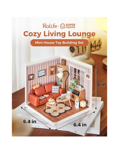Rolife Miniatura Casa de Sala de Estar DIY con LED 16.3x18cm