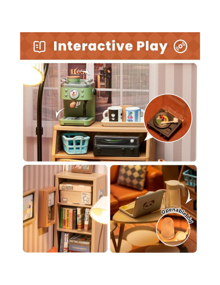 Rolife Miniatura Casa de Sala de Estar DIY con LED 16.3x18cm