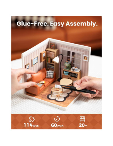 Rolife Miniatura Casa de Sala de Estar DIY con LED 16.3x18cm