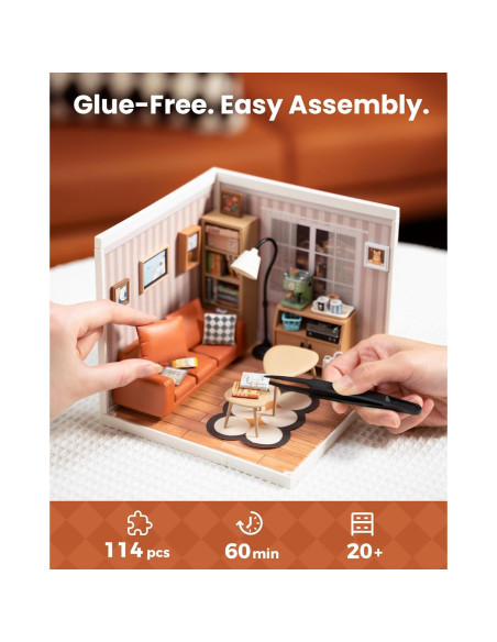 Rolife Miniatura Casa de Sala de Estar DIY con LED 16.3x18cm