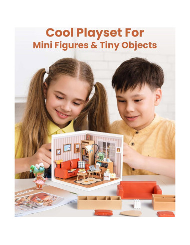 Rolife Miniatura Casa de Sala de Estar DIY con LED 16.3x18cm