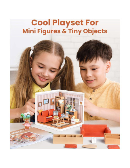 Rolife Miniatura Casa de Sala de Estar DIY con LED 16.3x18cm