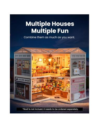 Rolife Miniatura Casa de Sala de Estar DIY con LED 16.3x18cm