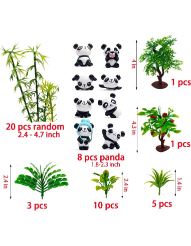 48 Piezas Adornos de Pastel Panda MYUE - Figuras y Plantas
