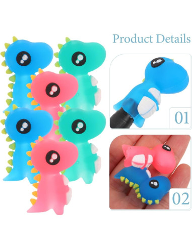 12 Toppers de Lápiz de Dinosaurio LALAFINA - Silicona Suave