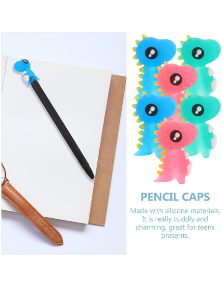 12 Toppers de Lápiz de Dinosaurio LALAFINA - Silicona Suave