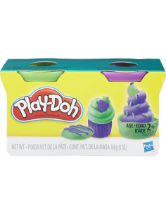 Play-Doh Masilla No Tóxica 2 Latas Púrpura y Verde 2