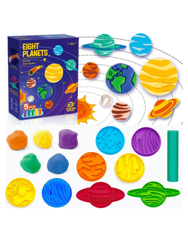 Juego de Masa de Color VConejo 14 Piezas Tema Planetas