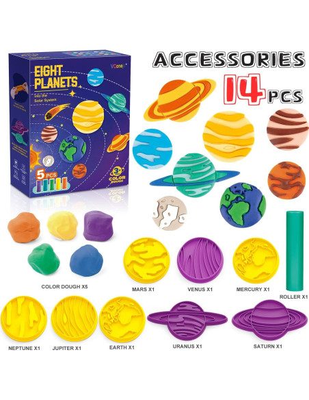 Juego de Masa de Color VConejo 14 Piezas Tema Planetas