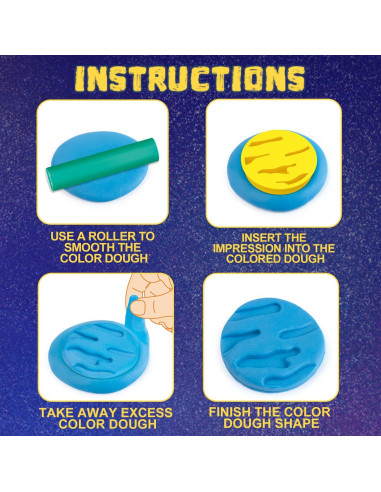 Juego de Masa de Color VConejo 14 Piezas Tema Planetas