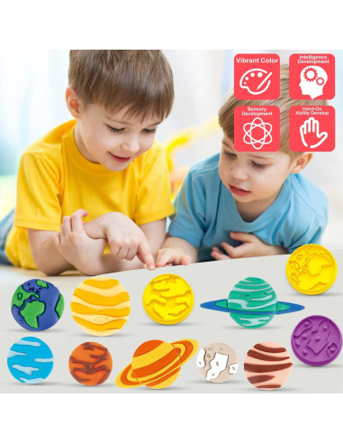 Juego de Masa de Color VConejo 14 Piezas Tema Planetas
