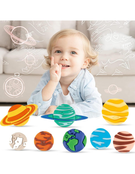 Juego de Masa de Color VConejo 14 Piezas Tema Planetas