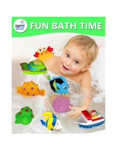 Juguetes de baño BSVZAIYN 8 piezas para bebés 6-36 meses 2