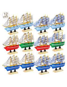 Modelo de Barco de Vela Decorativo Blulu - 12 Piezas Vintage