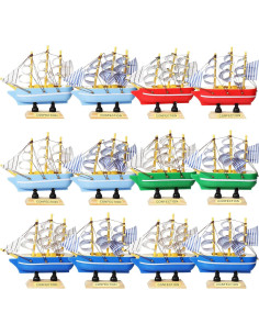 Modelo de Barco de Vela Decorativo Blulu - 12 Piezas Vintage 2
