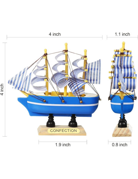 Modelo de Barco de Vela Decorativo Blulu - 12 Piezas Vintage