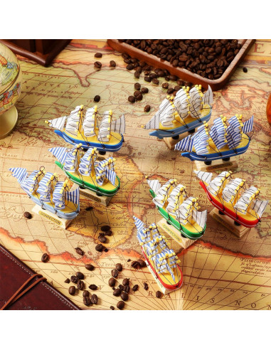 Modelo de Barco de Vela Decorativo Blulu - 12 Piezas Vintage