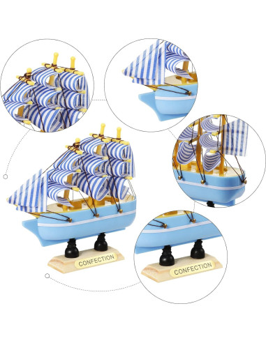 Modelo de Barco de Vela Decorativo Blulu - 12 Piezas Vintage