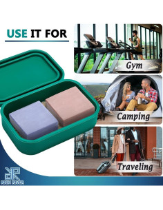 Porta Jabón de Viaje YCROJBK Verde Silicona a Prueba de Fugas 2