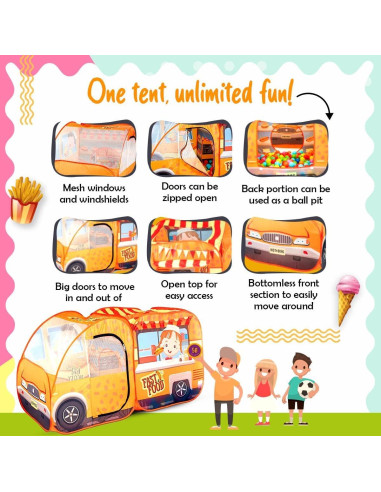 Tienda de Juego Kiddzery Food Truck 54 Piezas 152x82cm