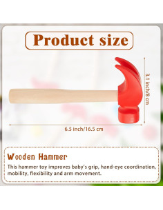 Lewtemi 8 Martillos de Madera Juguete Educativo 16.5 cm 2