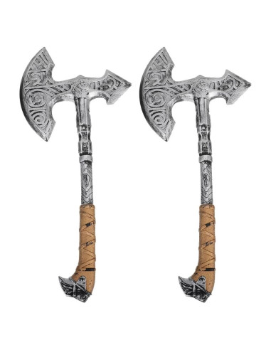 2 Hachas Falsas de Espuma para Disfraz Halloween Vikingos