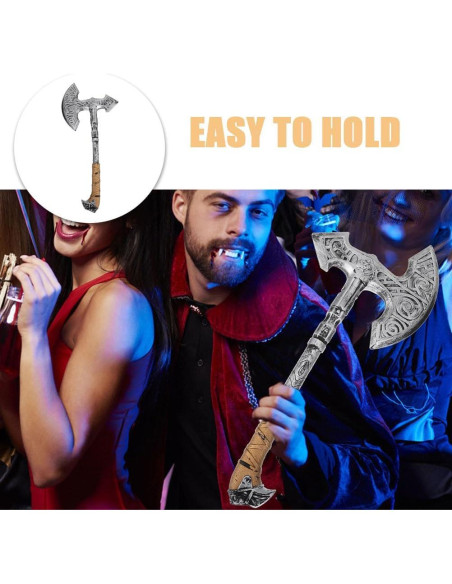 2 Hachas Falsas de Espuma para Disfraz Halloween Vikingos