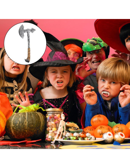 2 Hachas Falsas de Espuma para Disfraz Halloween Vikingos