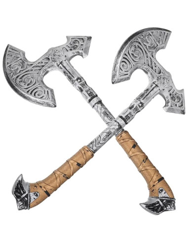 2 Hachas Falsas de Espuma para Disfraz Halloween Vikingos
