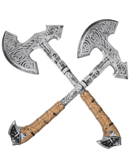 2 Hachas Falsas de Espuma para Disfraz Halloween Vikingos