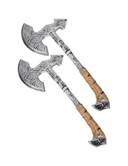 2 Hachas Falsas de Espuma para Disfraz Halloween Vikingos