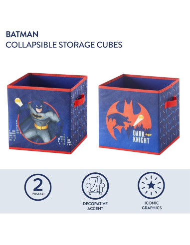 Conjunto 2 Cubos Almacenamiento Batman Idea Nuova 25x25 cm