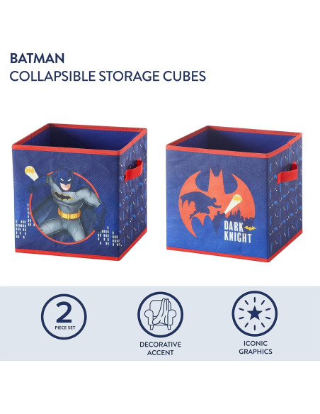 Conjunto 2 Cubos Almacenamiento Batman Idea Nuova 25x25 cm