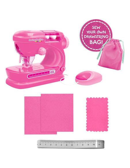 Kit de Costura para Niños Anker Play - Máquina Rosa, 7 Piezas