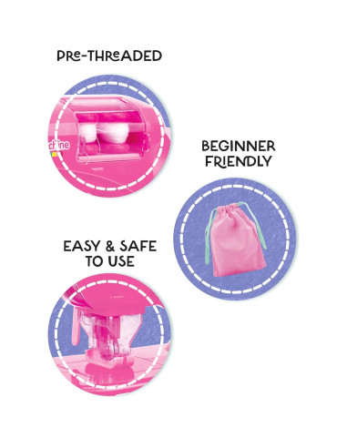 Kit de Costura para Niños Anker Play - Máquina Rosa, 7 Piezas