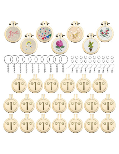 ZOCONE 20 Paquetes Aros de Bordado de Madera Redondos