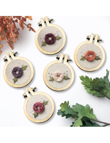 ZOCONE 20 Paquetes Aros de Bordado de Madera Redondos