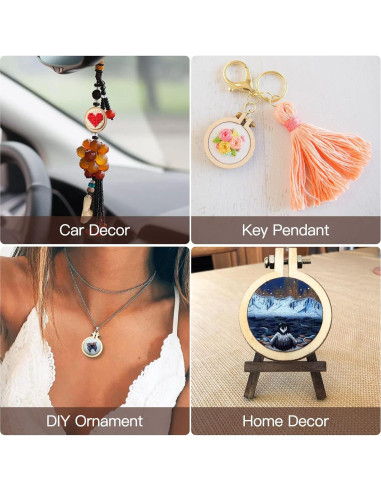 ZOCONE 20 Paquetes Aros de Bordado de Madera Redondos