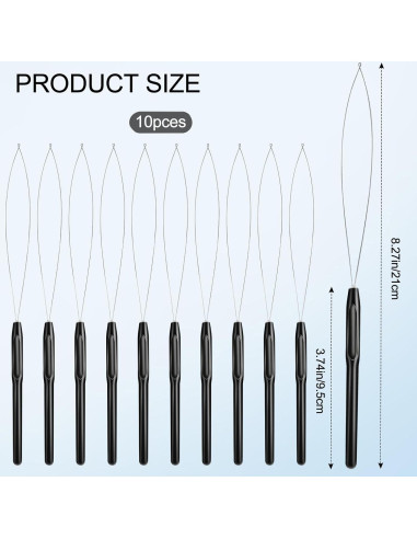 Kit de 10 Enhebradores de Agujas GAQWOK para Extensiones de Cabello