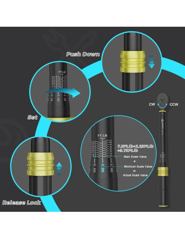 Llave de Torque ANPUDS 3/8" 5-45 Ft-Lb / 6.8-61 Nm Ligera