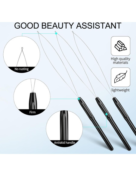 Kit de 10 Enhebradores de Agujas GAQWOK para Extensiones de Cabello