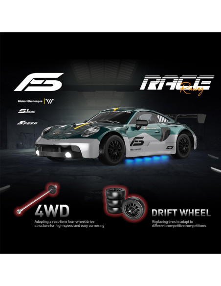 Coche RC Drift 4WD KAIMIO 1:16 30KM/H con Luces LED
