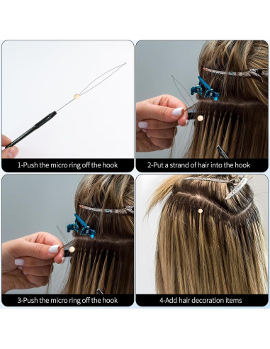 Kit de 10 Enhebradores de Agujas GAQWOK para Extensiones de Cabello