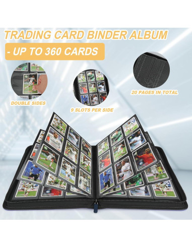 Carpeta de Tarjetas GERMUN 9 Bolsillos Azul para 360 Tarjetas