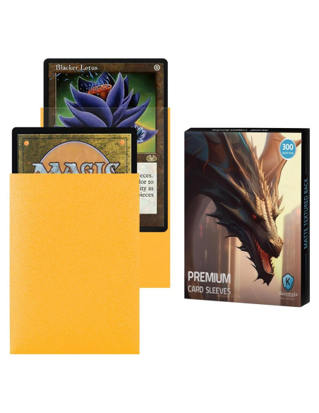 Mangas de cartas Katomula 300CT amarillas texturizadas