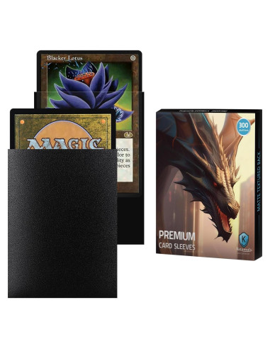 Mangas de cartas Katomula 300CT negras texturizadas