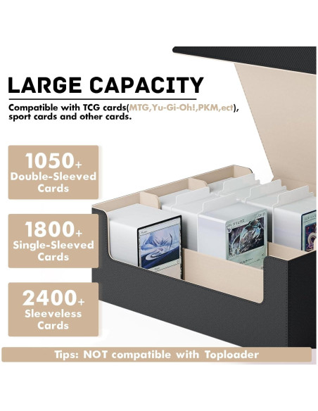Caja de Almacenamiento de Cartas ZLCA para TCG 1800+ Negro/Dorado