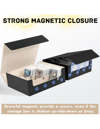 Caja de Almacenamiento de Cartas ZLCA para TCG 1800+ Negro/Dorado
