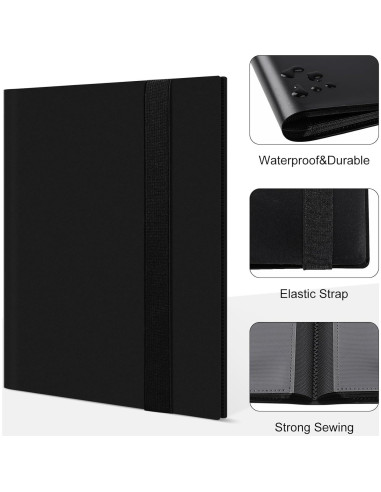 Carpeta de Tarjetas TiopLior 4 Bolsillos 160 Tarjetas Negra